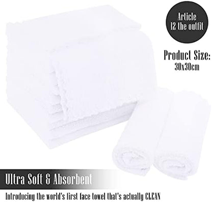 TENSTARS 12 Pack Premium Washcloths Set - Quick Drying- Soft Microfiber Coral Velvet Highly Absorbent Wash Clothes - Multipurpose Use as Bath, Spa, Facial, Fingertip Towel (White)