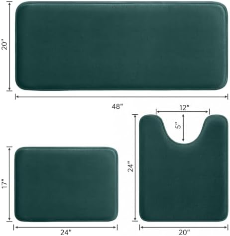 HUXMEYSON 3-Piece Memory Foam Bathroom Rug Set, Peacock Blue