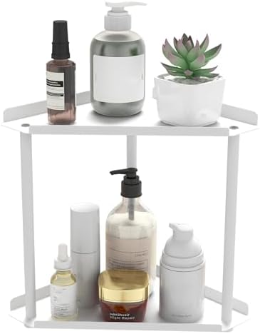 Jesginboo 2 Tier Bathroom Counter Organizer, Vanity Organizer Corner Shelf
