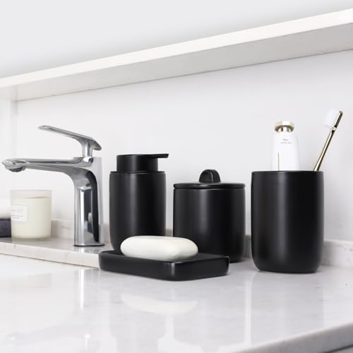 BosilunLife Black Ceramic Bathroom Accessories Set of 4