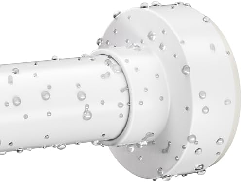 White Shower Curtain Rod 34-82 Inch(2.8-6.8ft) Adjustable Shower Rod