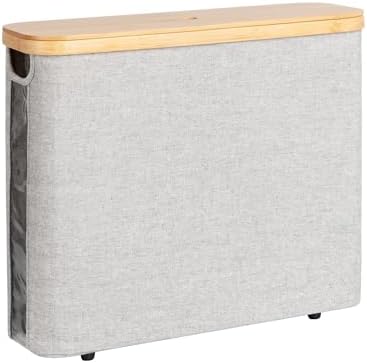 StorageWorks Toilet Paper Storage Basket with Bamboo Lid & Window