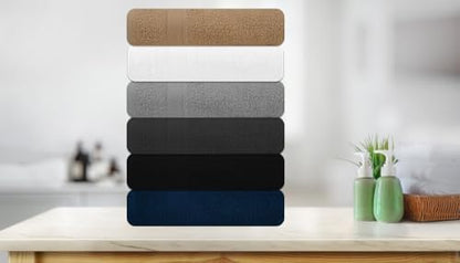 Bath Towels Pack of 6 – 24" x 50" – 100% Cotton Terry, Soft, Quick-Dry & Highly Absorbent – Multi Assorted Towels for Bathroom, Spa, Gym, Hotel, Pool & Everyday Use