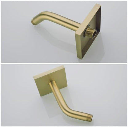 Stainless Steel Shower Arm Wall Mounted Shower Head Extension Pipe Bathroom Accessories 6 Inch Brushed Gold,SW-91018-6BG-SQ.