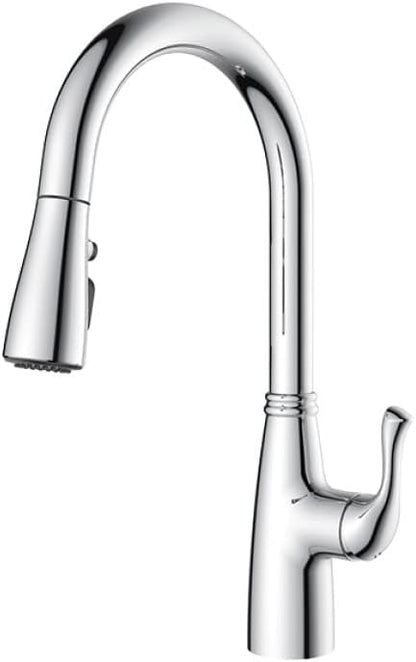 Amazon Basics Pull-Down Sprayer Kitchen Faucet with Fast Mount, 3 Spray Mode, Chrome Finish, Easy Installation, 1-Pack