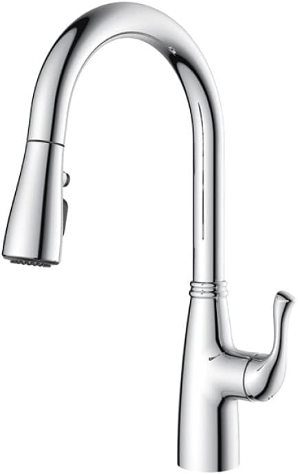 Amazon Basics Pull-Down Sprayer Kitchen Faucet with Fast Mount, 3 Spray Mode, Chrome Finish, Easy Installation, 1-Pack