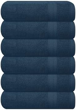 GLAMBURG Ultra Soft 6-piece Hand Towel Set 16x28-100% Ringspun Cotton - Durable & Highly Absorbent Hand Towels - Ideal for use in Bathroom, Kitchen, Gym, Spa & General Cleaning - Mineral Blue