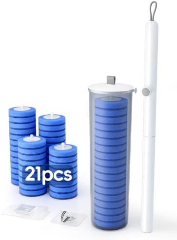 Toilet Bowl Cleaning Wand, Disposable Toilet Brush Kit with Replacement Heads and Press Button Handle (Toilet Brush + 21 Refills)