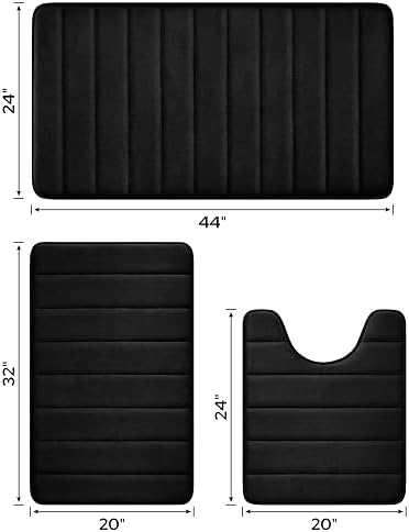 BYSURE Black Memory Foam Bath Mats Extra Long
