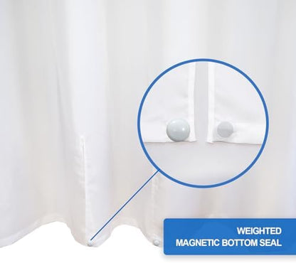 No Hooks Needed Split Shower Curtain for Sliding Shower Bench,80"x74" White