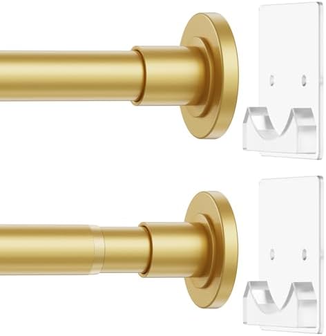 CorkLatta Gold Adjustable Shower Curtain Rod 32 to 68 inch with 2 Holders