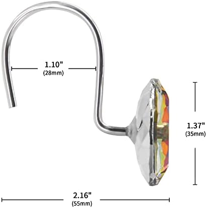 Colorful Diamond Crystal Bling Shower Curtain Hooks Rings for Bathroom,12PC