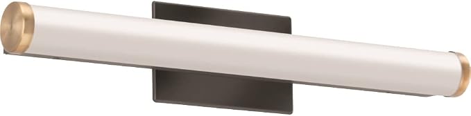Lithonia Lighting 24-Inch LED Vanity Light with Warm White White Color Temperature, Contemporary Cylinder Bathroom Vanity Wall Light Fixture for Over The Mirror, Brushed Nickel