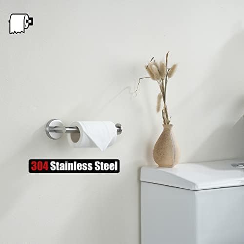 JQK Toilet Paper Holder, 5 Inch 304 Stainless Steel Thick 0.8mm Tissue Paper Dispenser for Bathroom, Hold Mega Rolls, Brushed Nickel Wall Mount, TPH120-BN