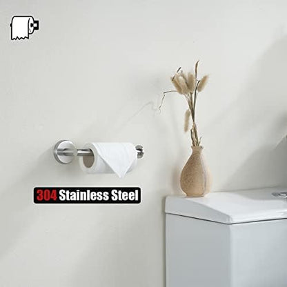JQK Toilet Paper Holder, 5 Inch 304 Stainless Steel Thick 0.8mm Tissue Paper Dispenser for Bathroom, Hold Mega Rolls, Brushed Nickel Wall Mount, TPH120-BN