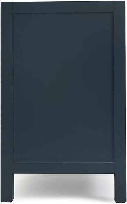 ARIEL Cambridge 36-inch Bathroom Vanity Base Cabinet,Solid Wood, 2 Soft Closing Doors, 5 Dovetail Drawers, Midnight Blue
