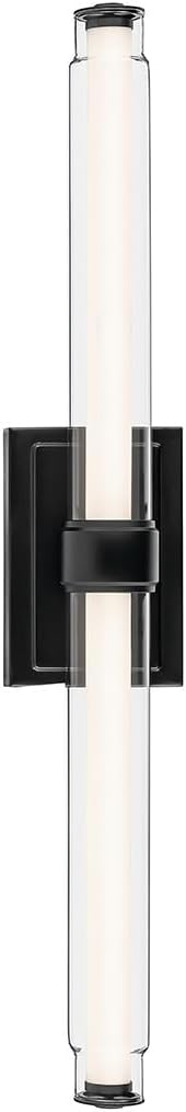 Kichler Laurene LED Bath Bar Light, Black | Linear vanity light with clear glass for mirrors and vanities (31" x 5" x 4.75"), 55239BKLED