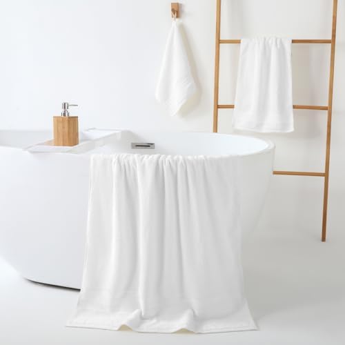 REDKISS 8 Piece White Towels Set, 100% Cotton Luxury Towel 600 GSM