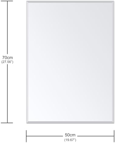 Frameless Wall Mirror Beveled Edge 28” x 20“ Bathroom Mirror for Over Sink
