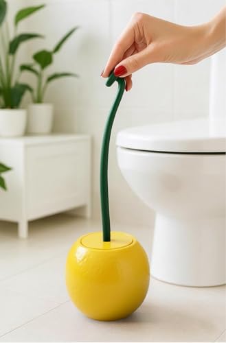 Deep & Sturdy Toilet Bowl Brush with Holder - Orange Bowl Brush - Durable Scrubbing - Toilet Cleaners - Household Essentials - Bathroom Cleaner - Cleaning Supplies - Household Supplies