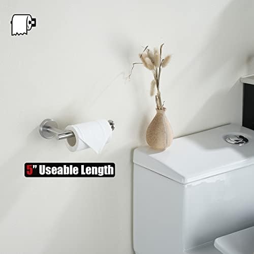 JQK Toilet Paper Holder, 5 Inch 304 Stainless Steel Thick 0.8mm Tissue Paper Dispenser for Bathroom, Hold Mega Rolls, Brushed Nickel Wall Mount, TPH120-BN