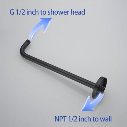Stainless Steel Shower Head Extension Arm Wall Mounted Rainfall Shower Tube Bathroom Hardwares Accessories 16 Inch Oil Rubbed Bronze,SW-RD91018-16-ORB.