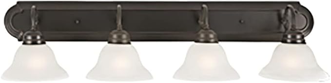 Design House 517714 Millbridge Vanity Light Dimmable with Frosted Glass for Above Bathroom Mirror, Oil Rubbed Bronze, 4-Light