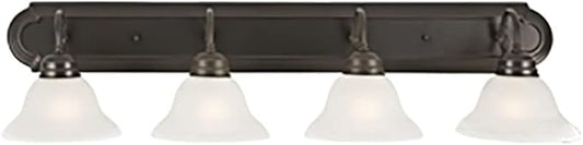 Design House 517714 Millbridge Vanity Light Dimmable with Frosted Glass for Above Bathroom Mirror, Oil Rubbed Bronze, 4-Light