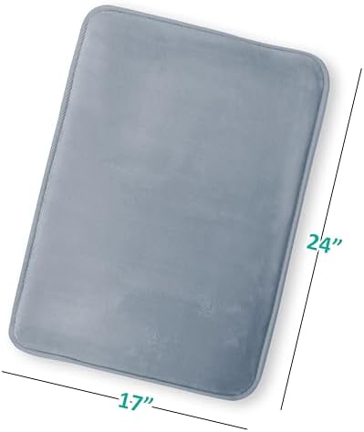 Clara Clark Bathroom Rugs, Velvet Memory Foam Bath Mat, Non-Slip Bath Rugs, Machine Wash, Dries Quickly, Ultra Soft Plush Bath Mats for Bathroom, 17 x 24, Stone Blue