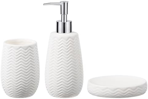 Modern Farmhouse White Ceramic Bathroom Accessory Set
