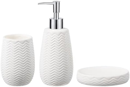 Modern Farmhouse White Ceramic Bathroom Accessory Set