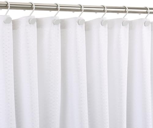CHICTIE White Shower Curtain Hooks, Rustproof Shower Curtain Rings for Bathroom, Metal Shower Hooks for Shower Curtain Rod, Modern Decorative Shower Curtain Hangers Set of 12, Round Heavy Duty Design