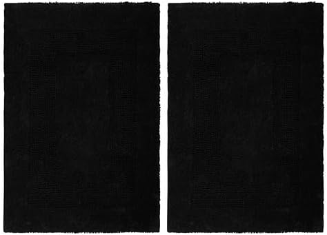 COTTON CRAFT Bath Rugs - 2 Pack Large 20x30 Soft Plush Bath Mats - Black