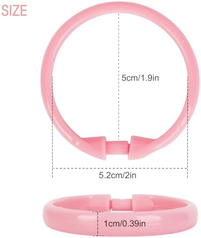 Pink Shower Curtain Hooks - 12 Pcs Circular Plastic Shower Curtain Rings for Bathroom - O Shaped Light Pink Shower Hooks Rings for Shower Curtain Rod