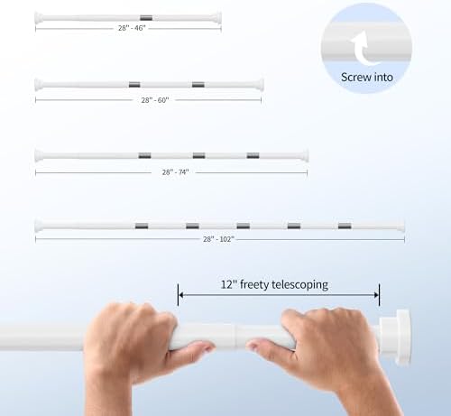 Mcrbeay Shower Curtain Rod, 1" Diameter Heavy Duty Tension Shower Rod