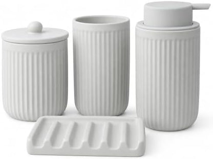 BosilunLife Light Grey Ceramic Bathroom Accessories Set of 4