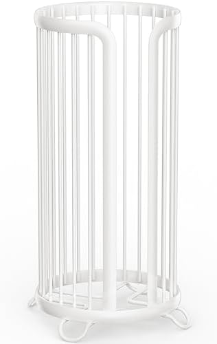 Bunoxea Toilet Paper Holder Stand, Freestanding Toilet Tissue Organizer, Minimalistic Storage Solution, Reserve Mega Rolls,Modern -2PACK White