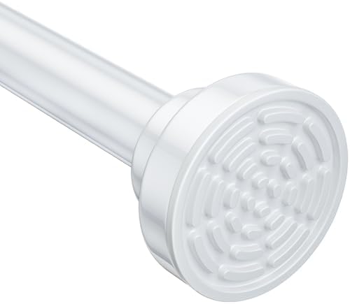 Ausemku Shower Curtain Rod Tension - 32-80 Inch Never Rust Non-Slip Spring Tension Curtain Rod No Drilling Stainless Steel Curtain Rod Use Bathroom Kitchen（White）
