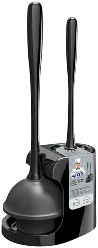 MR.SIGA Toilet Plunger and Bowl Brush Combo for Bathroom Cleaning, Black