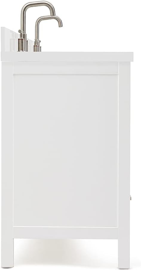 ARIEL Cambridge 72-inch Bathroom Vanity with Sink,Solid Wood, 1.5-inch Pure White Quartz Countertop & Backsplash, Double Oval Porcelain Sink, 4 Soft Closing Doors, 6 Dovetail Drawers, White