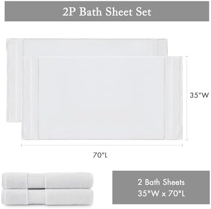Madison Park Turkish 600 GSM Bath Sheet Set, 35 x 70 in - 2 Piece, White