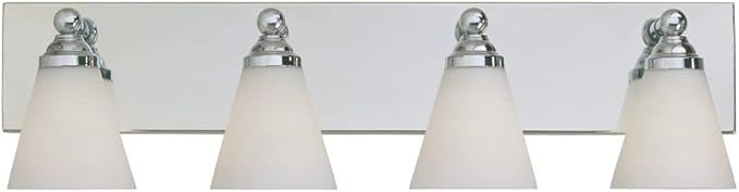 Designers Fountain 4-Lights Hudson Vanity Light Fixture, 29.75 Inch Wall Mount Sconce for Bathroom, Bedroom or Mirror, Chrome, 6494-CH
