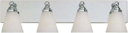 Designers Fountain 4-Lights Hudson Vanity Light Fixture, 29.75 Inch Wall Mount Sconce for Bathroom, Bedroom or Mirror, Chrome, 6494-CH