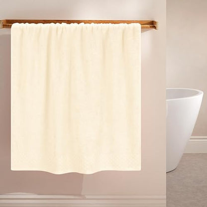 MyOwn Ultra Soft 2 Pack Oversized Bath Towel Set 28x55 inches, Cotton Large Bath Towels, Highly Absorbant Compact Quickdry & Lightweight Towel, Ideal for Gym Travel Camp Pool - Ivory