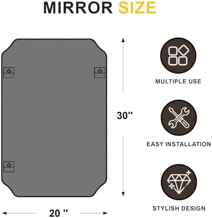 Vanity Bathroom Mirror, 20" x 30" Black Scalloped Mirror for Wall