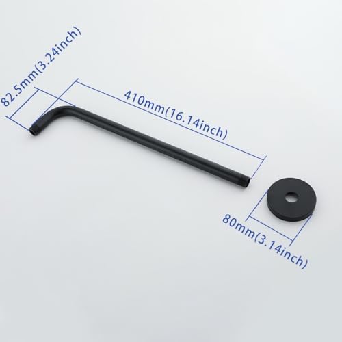 Stainless Steel Shower Head Extension Arm Wall Mounted Rainfall Shower Tube Bathroom Hardwares Accessories 16 Inch Matte Black,SW-RD91018-16MB.