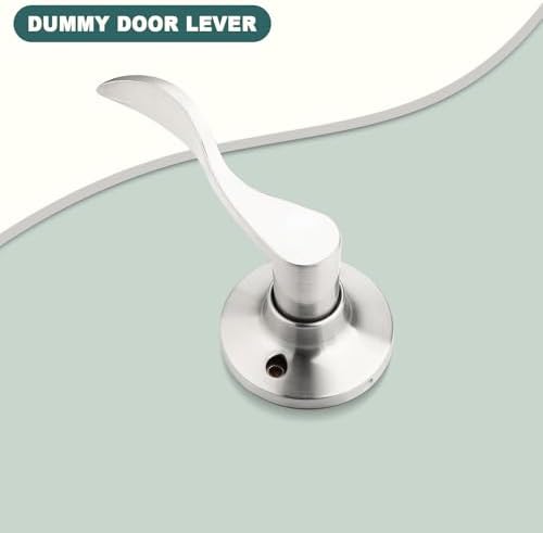 GOBEKOR 1 Pack Brushed Nickel Lever Door Handle Dummy Left-Handed Door Levers Closet Door Handles for Pantry Interior Non-Turning Door Lever