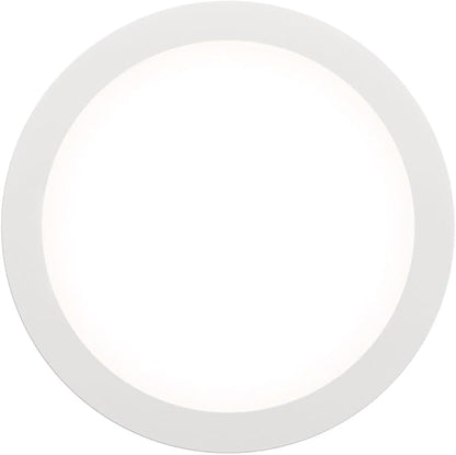 Juno Slim Basics 6 Inch LED Ceiling Light, Low Profile Surface Mount Downlight for Shower or Closet Lighting, 3000K/4000K/5000K Selectable White Light, Edged Trim, Wet Rated, Matte White