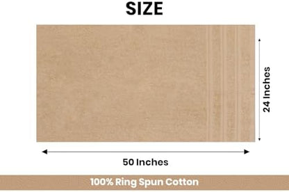 Large Bath Towels Set of 6 – 24" x 50" – 100% Cotton Terry – Durable, Soft & Quick Dry – Beige Multipurpose Towels for Bathroom, Gym, Spa, Pool & Daily Use