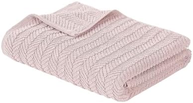 Modern Threads Otis 6-Piece 100% Cotton Towel Set – Zero Twist Jacquard Chevron – Includes 2 Bath Towels, 2 Hand Towels, 2 Washcloths – Absorbent, Quick Dry, Soft & Durable – Blush Pink